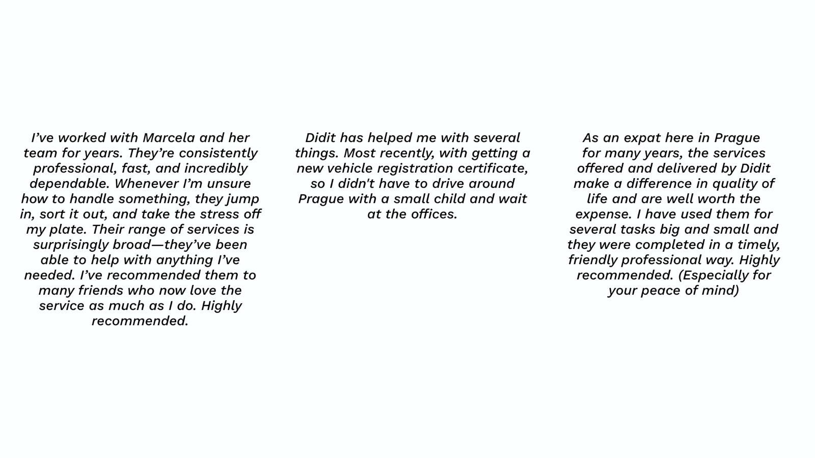 Client testimonials